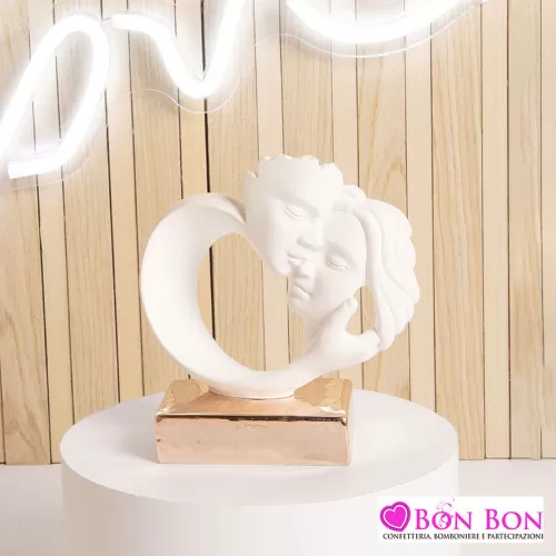 Bomboniera matrimonio coppia innamorati su base rosa Claraluna - 1