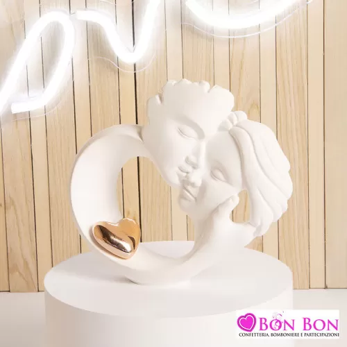 Bomboniera matrimonio coppia innamorati con cuore oro rosa Claraluna - 1