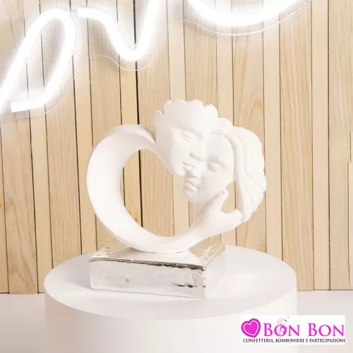 Bomboniera matrimonio coppia innamorati su base silver Claraluna - 1