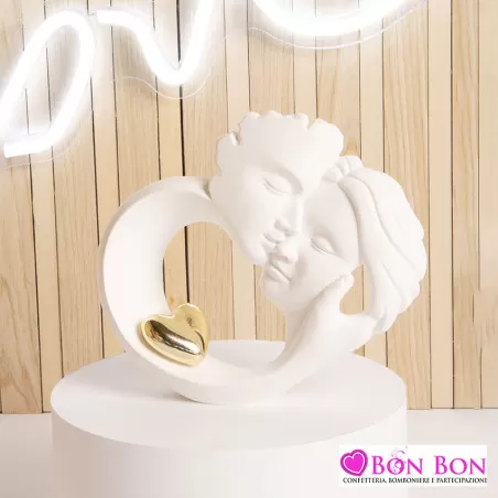 Bomboniera matrimonio coppia innamorati con cuore oro Claraluna - 1