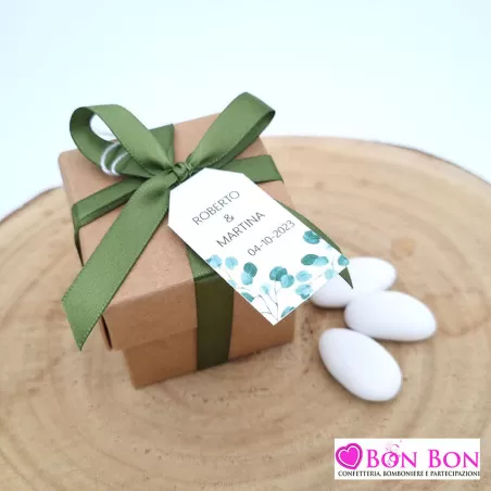 Scatolina porta confetti matrimonio avana con tag Scotton - 1