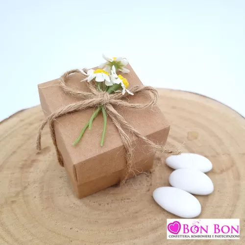 Scatolina porta confetti matrimonio avana con margherite Scotton - 1