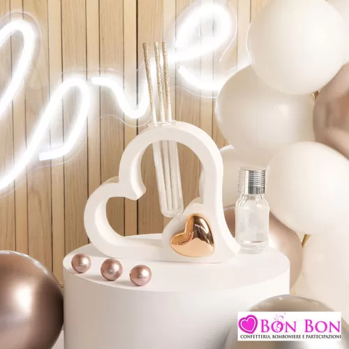 Bomboniera matrimonio diffusore cuore con cuore oro rosa Claraluna - 1