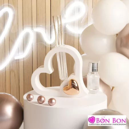 Bomboniera matrimonio diffusore cuore con cuore oro rosa Claraluna - 1