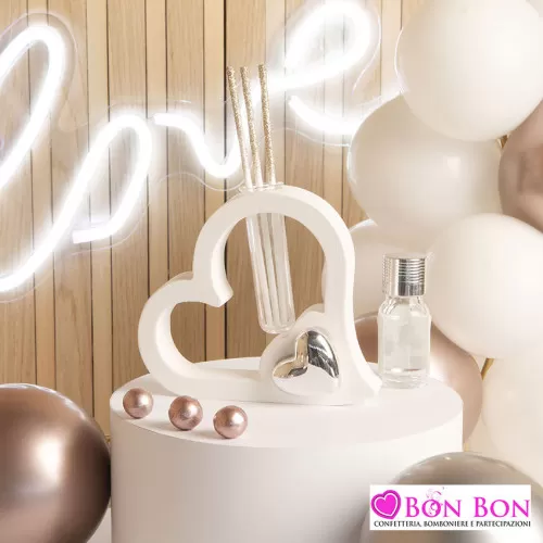 Bomboniera matrimonio diffusore cuore con cuore silver Claraluna - 1
