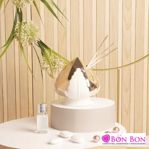 Bomboniera matrimonio diffusore pumo bianco e oro rosa Claraluna - 1