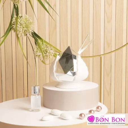 Bomboniera matrimonio diffusore pumo bianco e silver Claraluna - 1