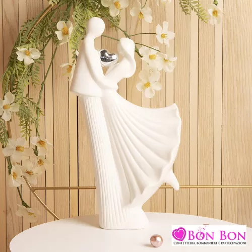 Bomboniera matrimonio coppia sposini in piedi misura grande Claraluna - 1