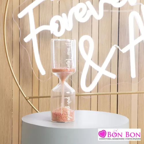 Bomboniera battesimo clessidra con frase piccola con sabbia rosa Claraluna - 1