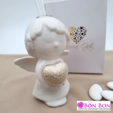 Bomboniera prima comunione profumatore angelo cuore oro Royal Gifts - 12
