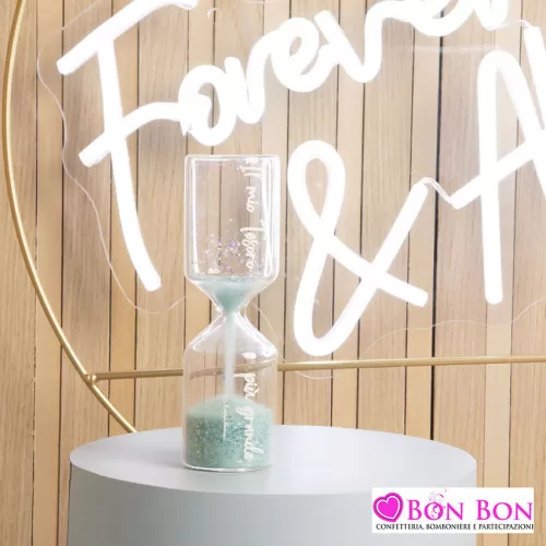 Bomboniera battesimo clessidra con frase piccola con sabbia azzurra Claraluna - 1