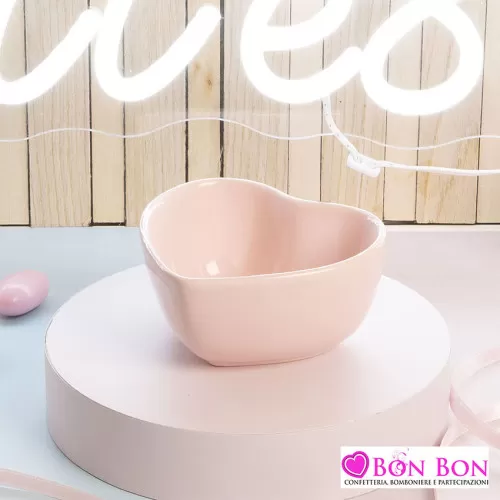 Bomboniera battesimo ciotola cuore rosa misura piccola Claraluna - 1