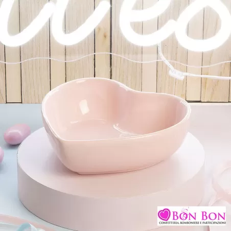 Bomboniera battesimo ciotola cuore rosa misura grande Claraluna - 1