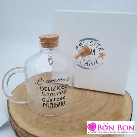 Bomboniera matrimonio oliera con frase e tappi in sughero ETM - 1