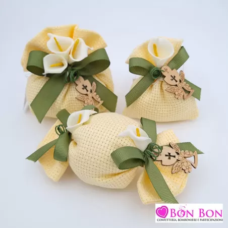 Sacchetti porta confetti per prima comunione telaida gialla - 1