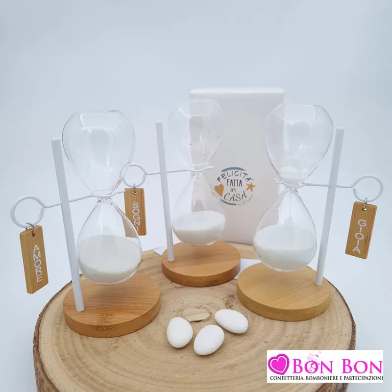 Bomboniera matrimonio clessidra sospesa con sostegno ETM - 1