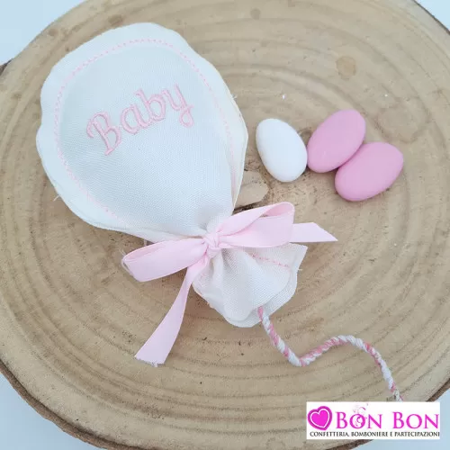 Sacchetto nascita e battesimo a forma di palloncino con scritta rosa ETM - 1