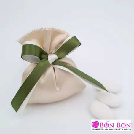 Sacchetti porta confetti per matrimonio in raso beige - 2