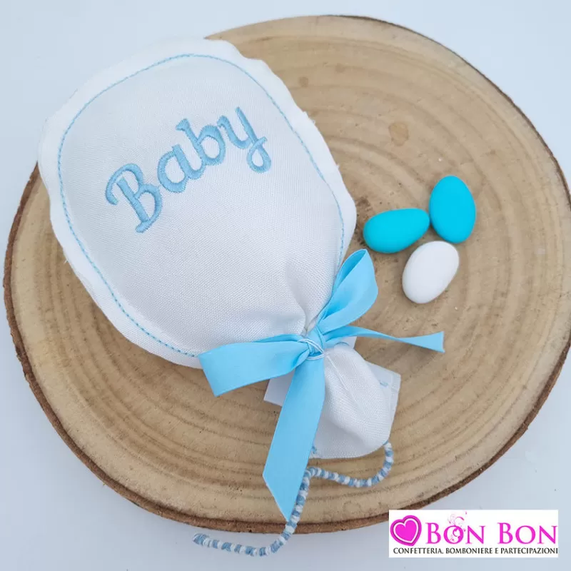 Sacchetto nascita e battesimo a forma di palloncino con frase cielo 24cm ETM - 1
