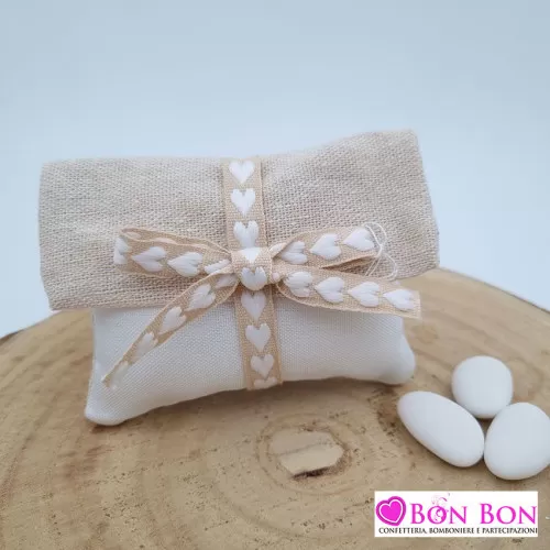 Sacchetto prima comunione busta lettera bianca e beige ETM - 1