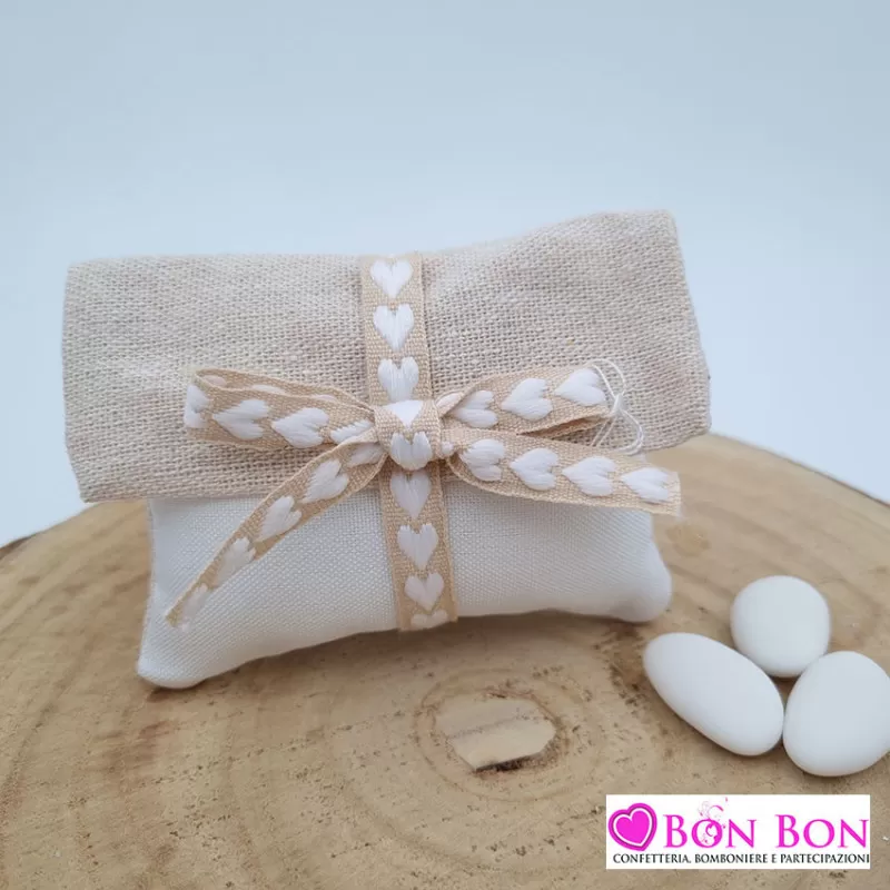 Sacchetto prima comunione busta lettera bianca e beige ETM - 1