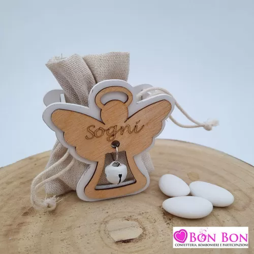 Scatolina legno prima comunione angelo con sonaglio ETM - 1
