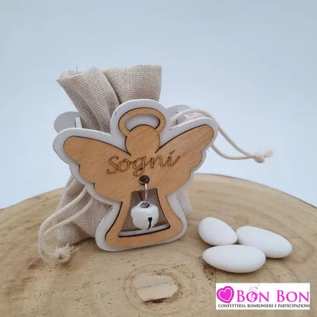 Scatolina legno prima comunione angelo con sonaglio ETM - 1