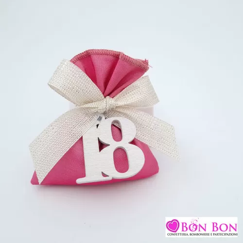 Sacchetto porta confetti compleanno fuxia con 18 Liete Creazioni - 1