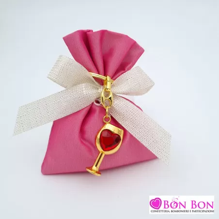 Bomboniera compleanno portachiavi bicchiere di vino Greenford - 2