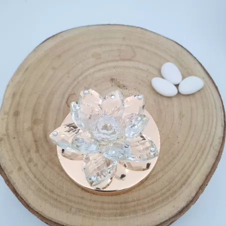Bomboniera matrimonio candela piccola con tappo oro e fiore di cristallo Melograno - 2