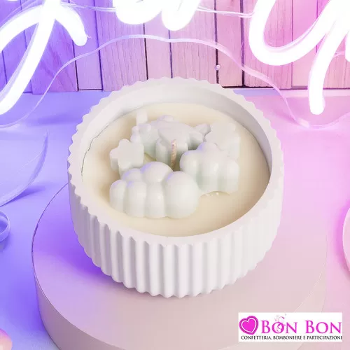 Bomboniera battesimo ciotola con candela azzurra aereo Claraluna - 1