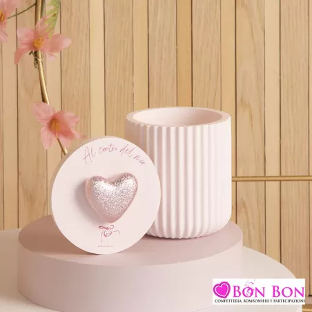 Bomboniera battesimo scatola con cuore rosa Claraluna - 1