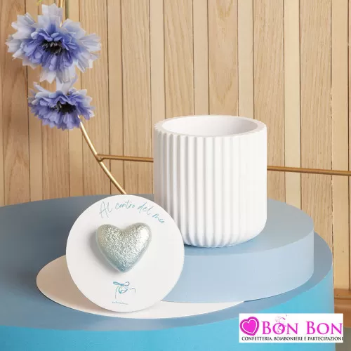 Bomboniera battesimo scatola con cuore azzurro Claraluna - 1