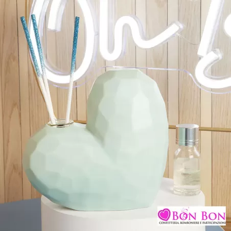 Bomboniera battesimo diffusore cuore azzurro sfaccettato grande Claraluna - 1