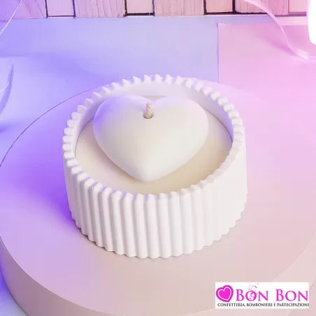 Bomboniera battesimo ciotolina azzurra con candela cuore Claraluna - 1