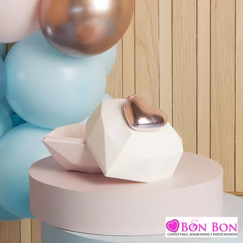 Bomboniera battesimo scatolina con cuore rosa Claraluna - 1