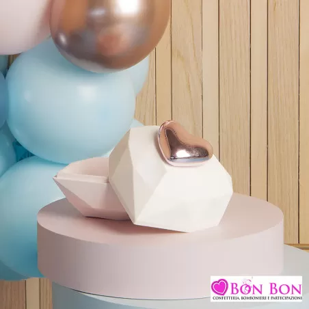 Bomboniera battesimo scatolina con cuore rosa Claraluna - 1