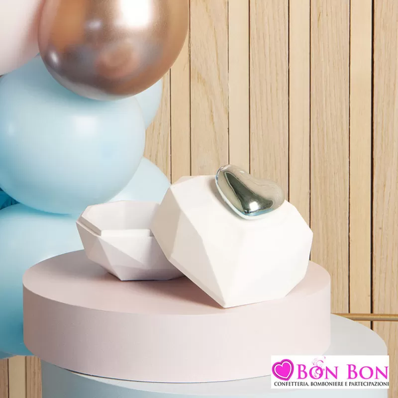 Bomboniera battesimo scatolina con cuore azzurro Claraluna - 1