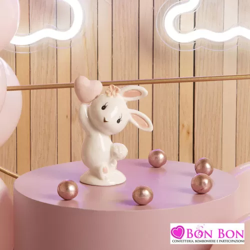 Bomboniera nascita e battesimo Claraluna coniglietto rosa Claraluna - 1