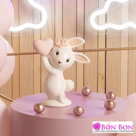 Bomboniera nascita e battesimo Claraluna coniglietto rosa misura grande Claraluna - 1