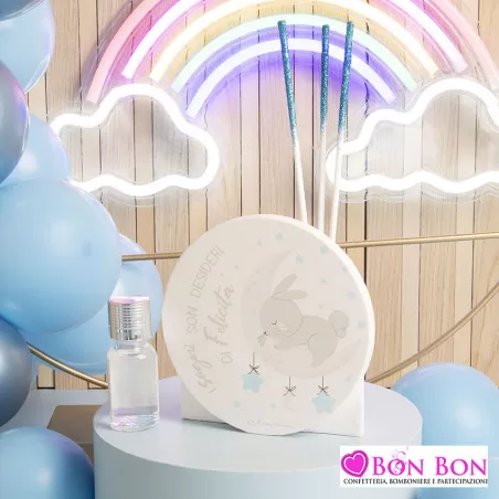 Bomboniera nascita e battesimo Claraluna diffusore cuore coniglio azzurro Claraluna - 1
