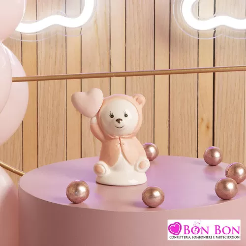 Bomboniera nascita e battesimo Claraluna orsetto rosa Claraluna - 1