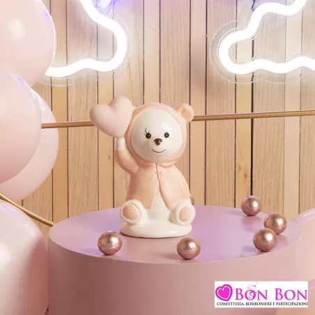 Bomboniera nascita e battesimo Claraluna orsetto rosa misura grande Claraluna - 1