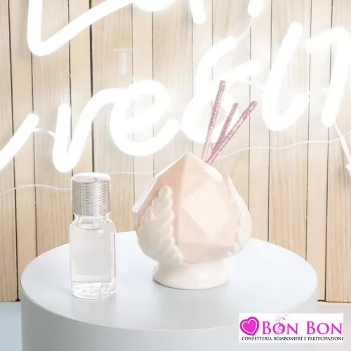 Bomboniera nascita e battesimo pumo rosa sfaccettato Claraluna - 1