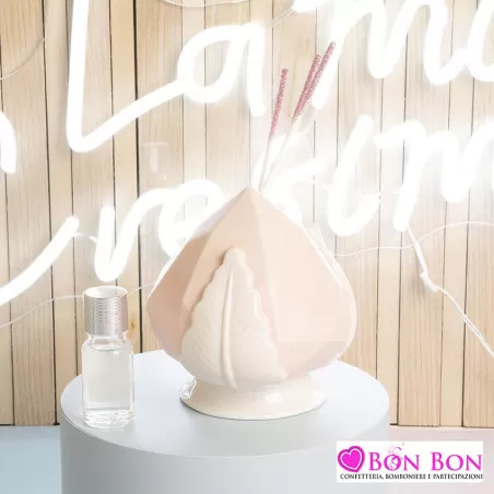 Bomboniera nascita e battesimo pumo rosa sfaccettato misura grande Claraluna - 1