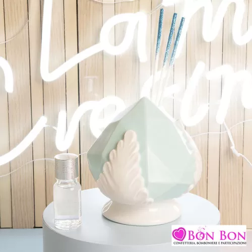 Bomboniera nascita e battesimo pumo azzurro sfaccettato misura grande Claraluna - 1