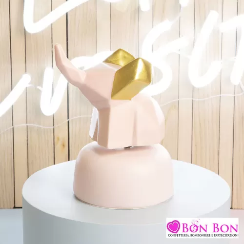 Bomboniera nascita e battesimo carillon elefante rosa Claraluna - 1