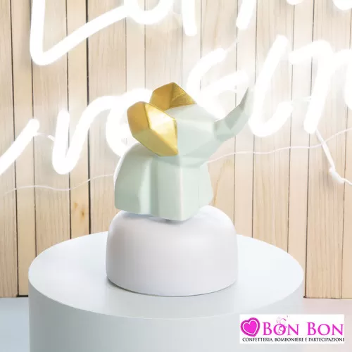 Bomboniera nascita e battesimo carillon elefante azzurro Claraluna - 1