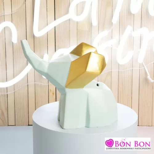Bomboniera nascita e battesimo salvadanaio elefante azzurro Claraluna - 1