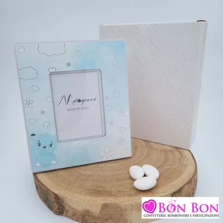 Bomboniera nascita e battesimo portafoto cielo con dettagli in plex Melograno - 1